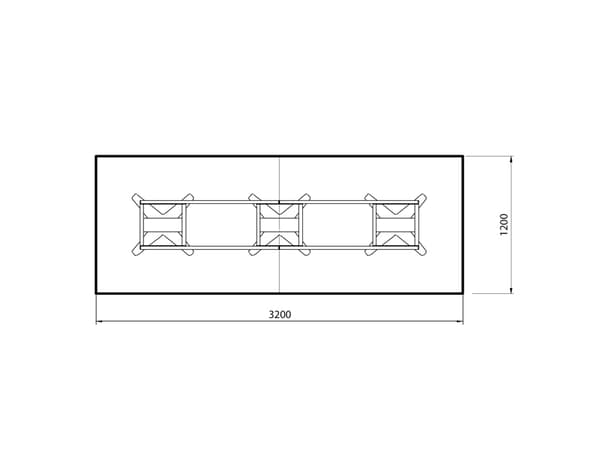Konferencebord DNA, Hvid 3200x1200 mm rektangulært, Hvid understel