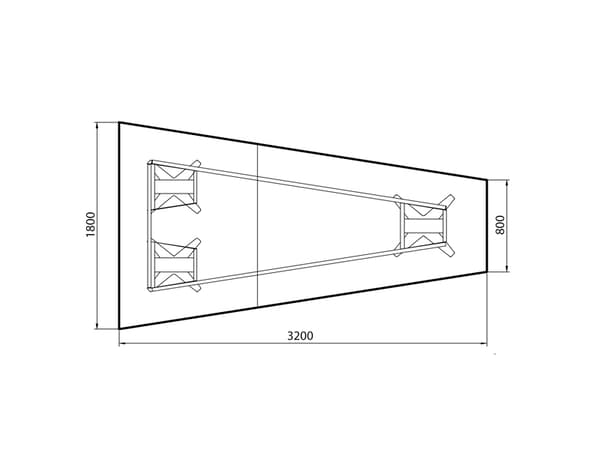 Konferencebord DNA, Hvid 3200x1800 mm trapezformet, Alugrå understel
