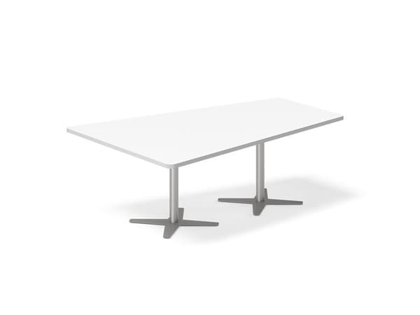Konferencebord DNA, Hvid 3200x1800 mm trapezformet, Alugrå understel