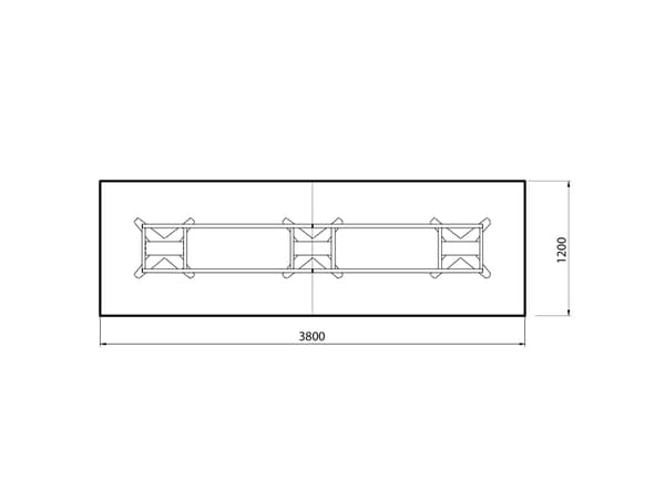 Konferencebord DNA, Hvid 3800x1200 mm rektangulært, Hvid understel