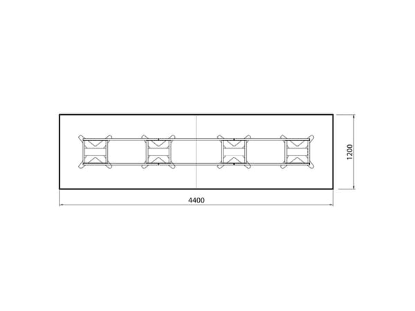 Konferencebord DNA, Antracit 4400x1200 mm rektangulært, Hvid understel