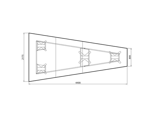 Konferencebord DNA, Antracit 4400x2175 mm trapezformet, Alugrå understel