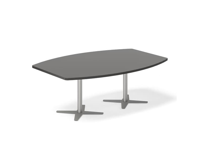 Konferencebord DNA, Antracit 5000x1200 mm bådformet, Alugrå understel