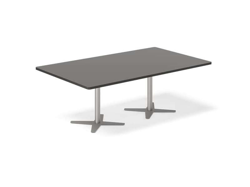 Konferencebord DNA, Antracit 5000x1200 mm rektangulært, Hvid understel