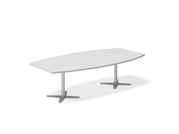 Konferensbord DNA, Ljusgrå 5000x1200 mm båtformad, Svart stomme