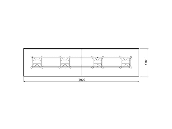 Konferencebord DNA, Lysgrå 5000x1200 mm rektangulært, Alugrå understel