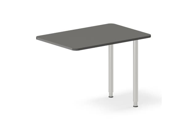 Skrivebord, tilbyg DNA Antracit 800x600 mm I-ben Alugrå