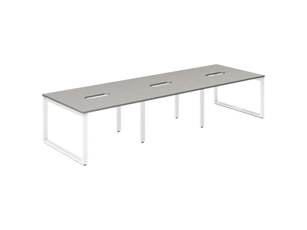 Studie-/Kontorbord DNWS Tilbyg 1200x600mm Lys grå Hvidt stel