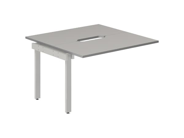 Studie-/Kontorbord DNWS Tilbyg 1200x600mm Lys grå Hvidt stel