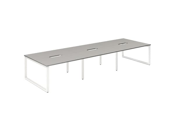 Studie-/Kontorbord DNWS Tilbyg 1400x700mm Lys grå Hvidt stel