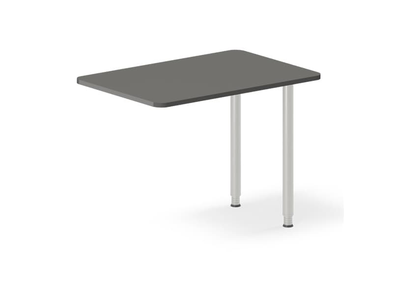 Skrivebord, tilbyg DNA Antracit 1200x600 mm I-ben Alugrå