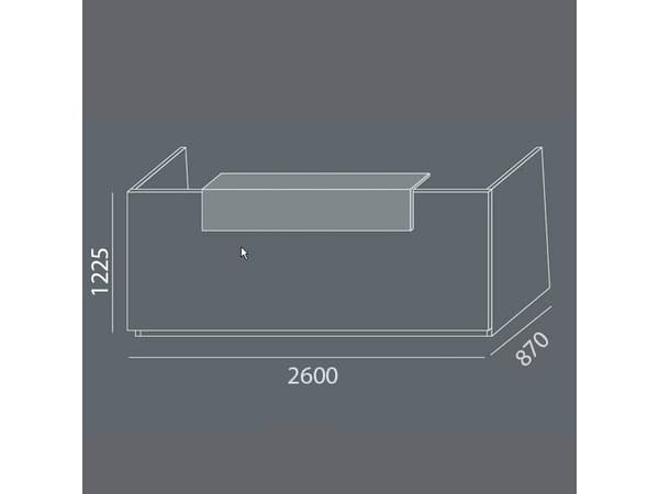 Vastaanotto DNA Vaaleanharmaa 2600 mm, Nosto-/laskupöytä