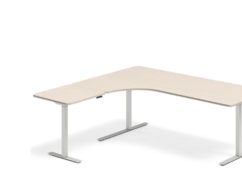 Lyft-/sänkbart bord DNA, Björk 2000x2200 mm Vänster 3-benig/Alu grå