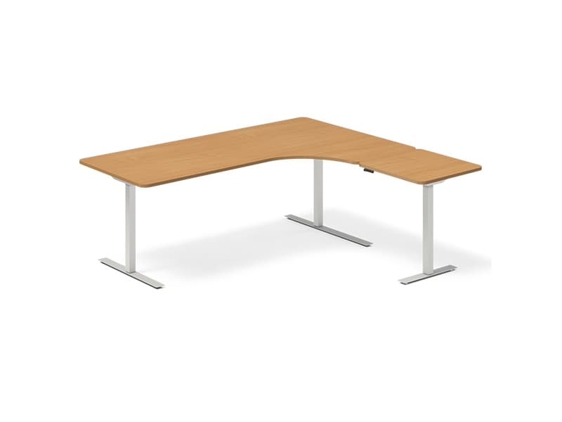 Lyft-/sänkbart bord DNA, Bok 1800x2200 mm Höger 3-benig/vit