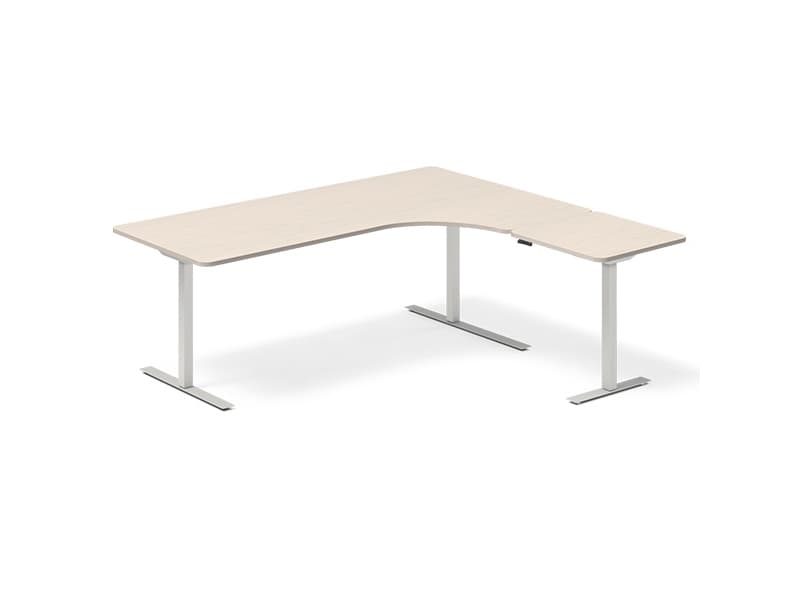 Lyft-/sänkbart bord DNA, Björk 2365x2000 mm Höger 3-benig/Vit