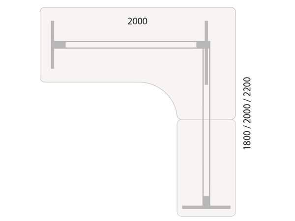 Hæve-sænkebord DNA, Birk 2000x2000 mm Højre 3-ben/Sort