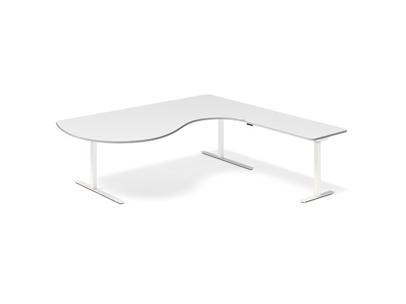 Lyft-/sänkbart bord DNA, Ljusgrå 1600x1800 mm Höger 3-benig/Alu grå