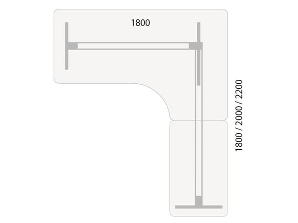 Nosto-/laskupöytä DNA, antrasiitti 1800x1800 mm Oikea 3 jalkaa/musta