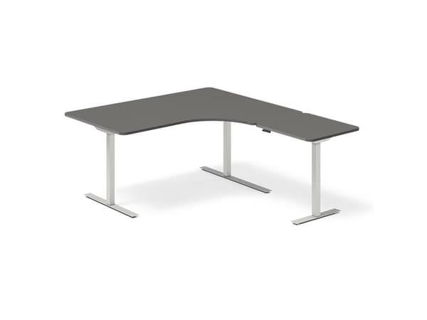 Lyft-/sänkbart bord DNA, antracit 2000x2000 mm Höger 3-benig/vit