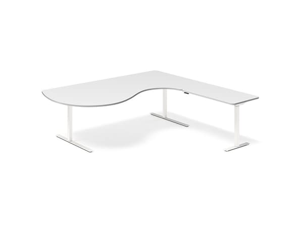 Lyft-/sänkbart bord DNA, ljusgrå 2000x1800 mm Höger 3 ben/vit