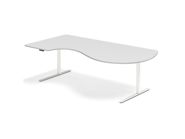 Lyft-/sänkbart bord DNA, Ljusgrå 2000x1200 mm Vänster 2-benig/Vit
