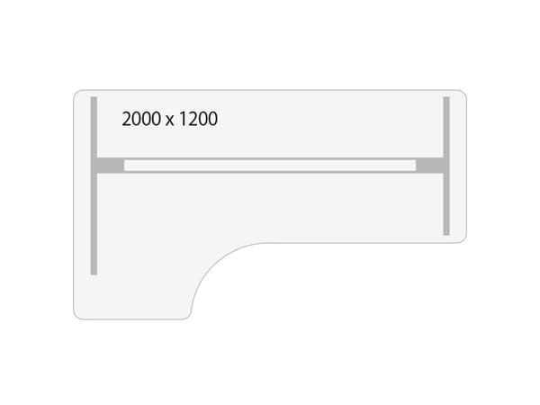 Lyft-/sänkbart bord DNA, ljusgrå 2000x1200 mm Vänster 2 ben/Svart