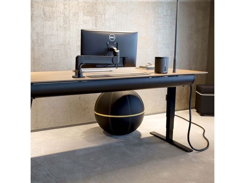 Kabelholder Halfpipe till bord, Alugrå Justerbar