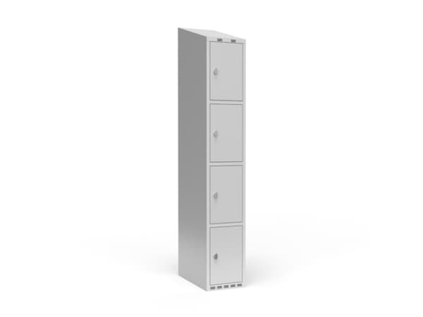 Garderobeskab 1x300 mm Lige tag 4 rum i højden Blå dør Cylinderlås