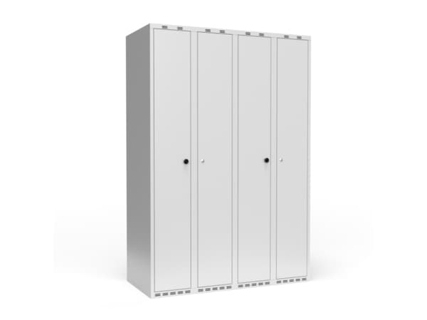 Kaksoiskaappi 300+300 mm Vinokatto 4-pilarinen Lukitus pareittain Sininen ovi Sylinterilukko