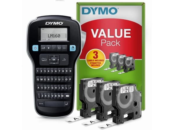 DYMO LabelManager LM160, QWERTY, D1, Lämpösiirto, AAA, Musta
