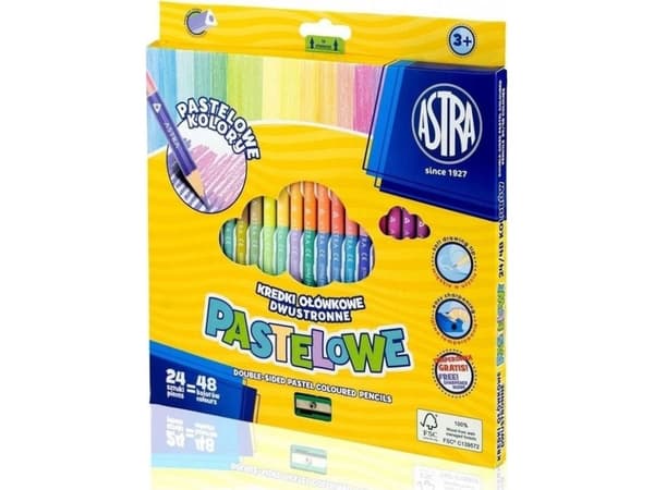 Astra Triangular pencil crayons on both sides, pastel 24 = 48 ASTRA