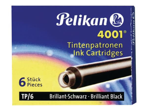 Pelikan 4001 TP/6 - Blekkpatron - briljant svart - 0.8 ml - pakke av 6 (short)