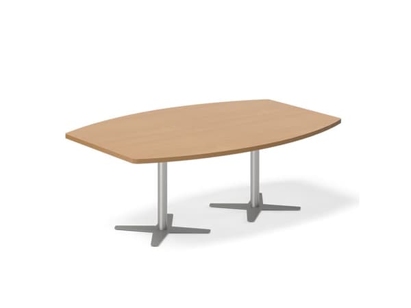 Konferensbord DNA, Bok 3800x1200 mm båtformad, Vit ram