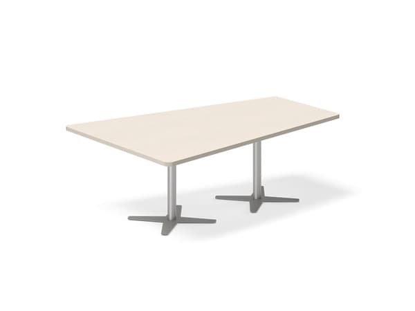Konferensbord DNA, Björk 3800x1990 mm trapezoidalt, vit ram