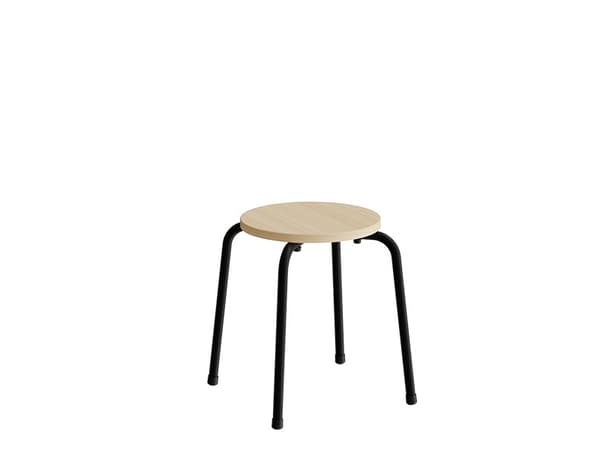 Taburet Caesar 118, massiv birk, sort stel