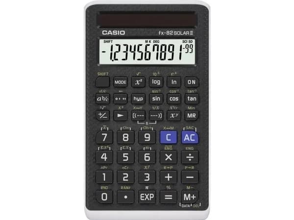 Casio FX-82 SOLAR - Vitenskapelig kalkulator - 10 sifre + 2 eksponenter - solcellepanel Sort