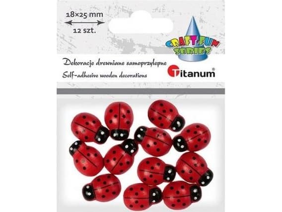 Titanum Nyckelpigor i trä 3D självhäftande 18x25mm 12st