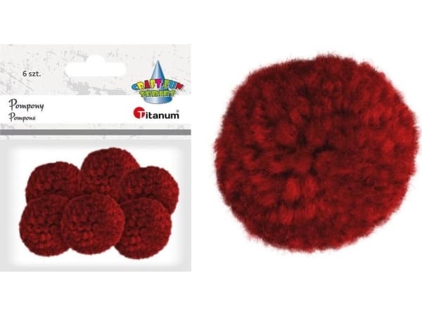 Titanum Decorative pompoms in 6 pcs red