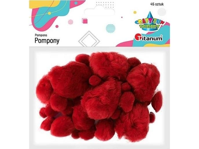 Titanum Red acrylic pompoms 45 pcs.