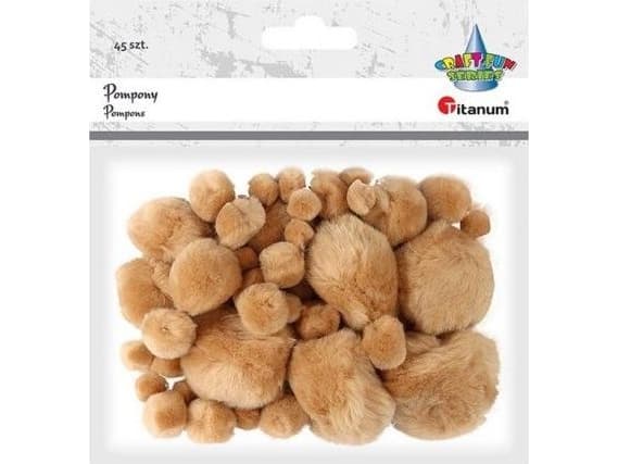 Titanum akryl pomponger beige mix storlek 45st