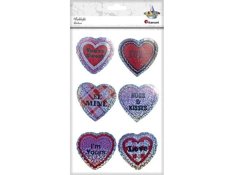 Titanum Holo hearts 3D self-adhesive mix sizes 6 pcs