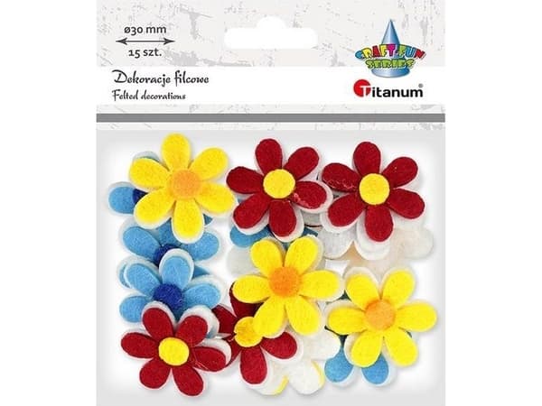 3D-blommdekorationer av titanfilt 30 mm mix 15 st