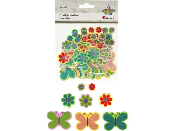 Titanum Foam klistermärken blommor, fjärilar 69st CRAFT-FUN