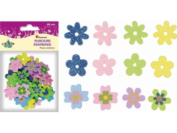 Titanum glitter vaahto tarroja kukkia 48kpl CRAFT-FUN