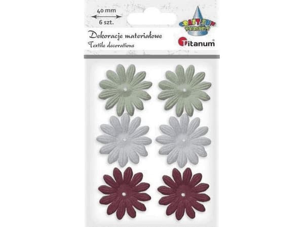 Titanum tyg blommor 3D skum 40mm mix 6st
