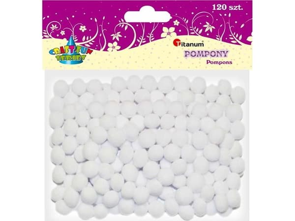 Titan Polyester pomponger hvit 10mm 120stk CRAFT-FUN