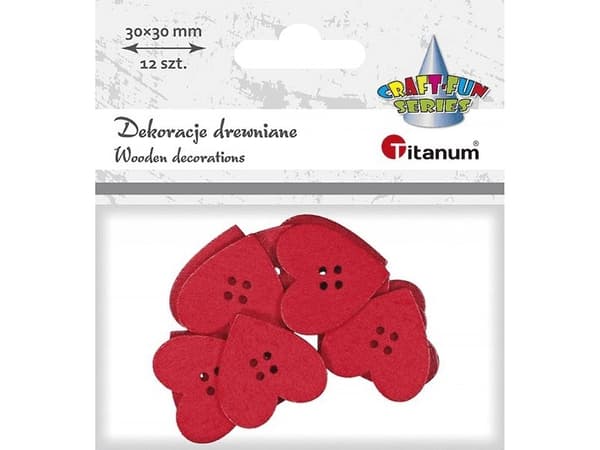 Titanum Trähjärtan röd 30x30mm 12st