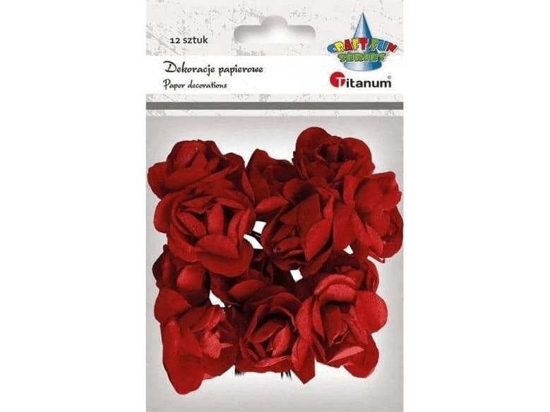 Titanum Paper roses on wire red 25mm 12pcs