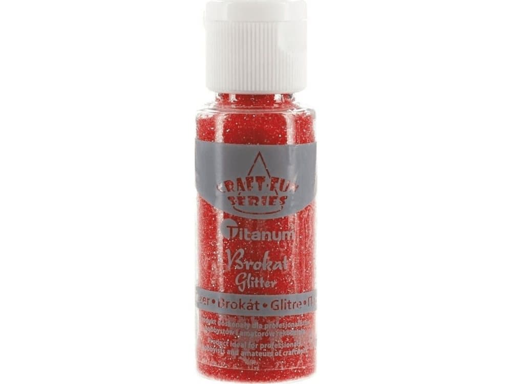 Titanum Glitter in a 20ml jar, rainbow red
