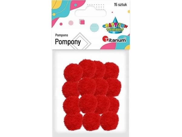 Titan Polyester pomponger 18mm rød 15 stk